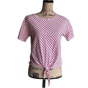 Vineyard Vines Pink and White Floral Tie Waist Top